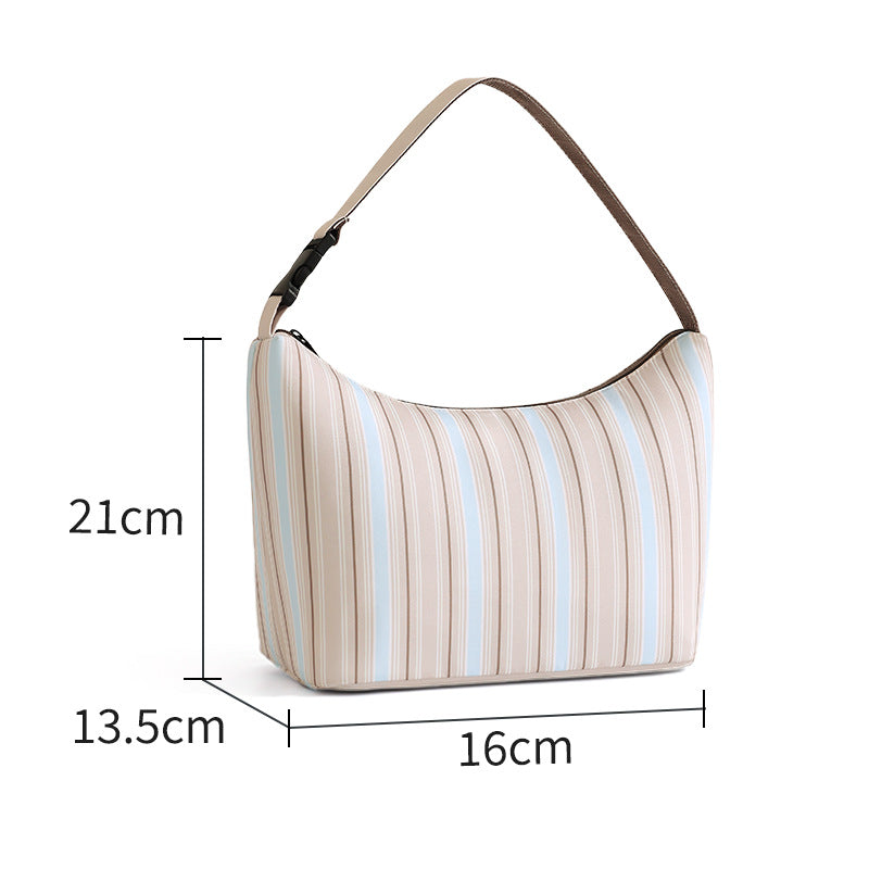 Simple Striped Color Block Large Capacity Handbag 6W10BBG2392