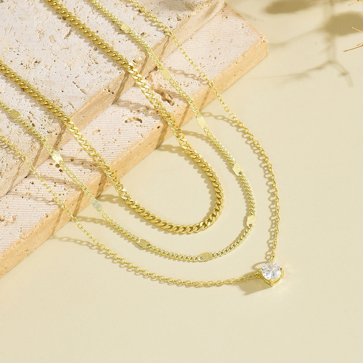 Gold Plated Layered Necklace - DippedShop Wholesale - #7411