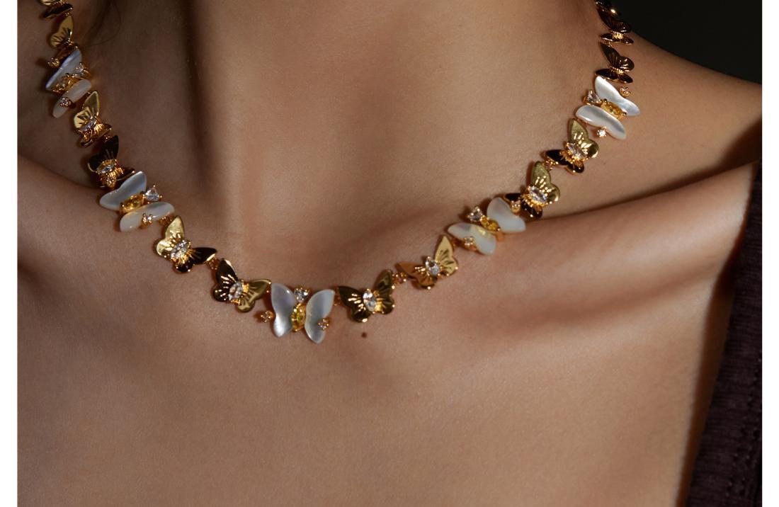 Gold Plated Butterfly Choker - DippedShop Wholesale - #7507