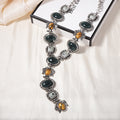 Vintage Gold Plated Oval Resin Jewel Y-necklaces 6W6JNC625