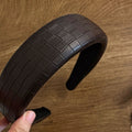 Trendy PU Woven Plaid Padded Wide Headband 6W6HBD379