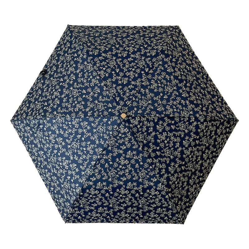Vintage Floral Print Lightweight Folding Compact Umbrella DP26UL08