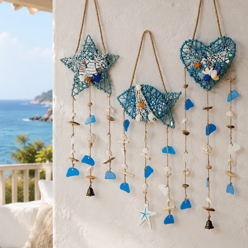 Handmade Crochet Rattan Fish Hanging Wind Chime 6H7HLS218