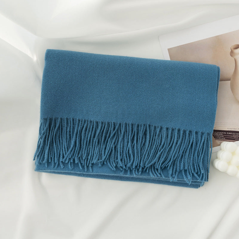 Warm Solid Color Tassel Scarf 6W6NSW305