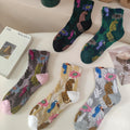Boho Style Color Block Jacquard Crew Socks 6W8FSO742