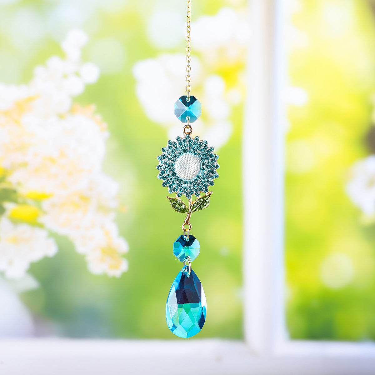Rhinestone Sunflower Crystal Suncatcher - DippedShop Wholesale - #6915