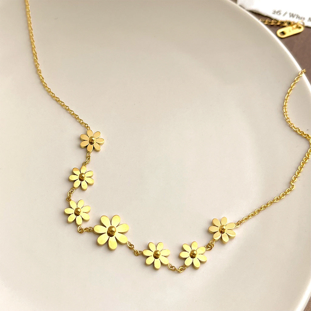 Sunflower Gold Chain Necklace - DippedShop Wholesale - #8371