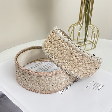 Bohemian Straw Color Block Wide Headbands DP25B882