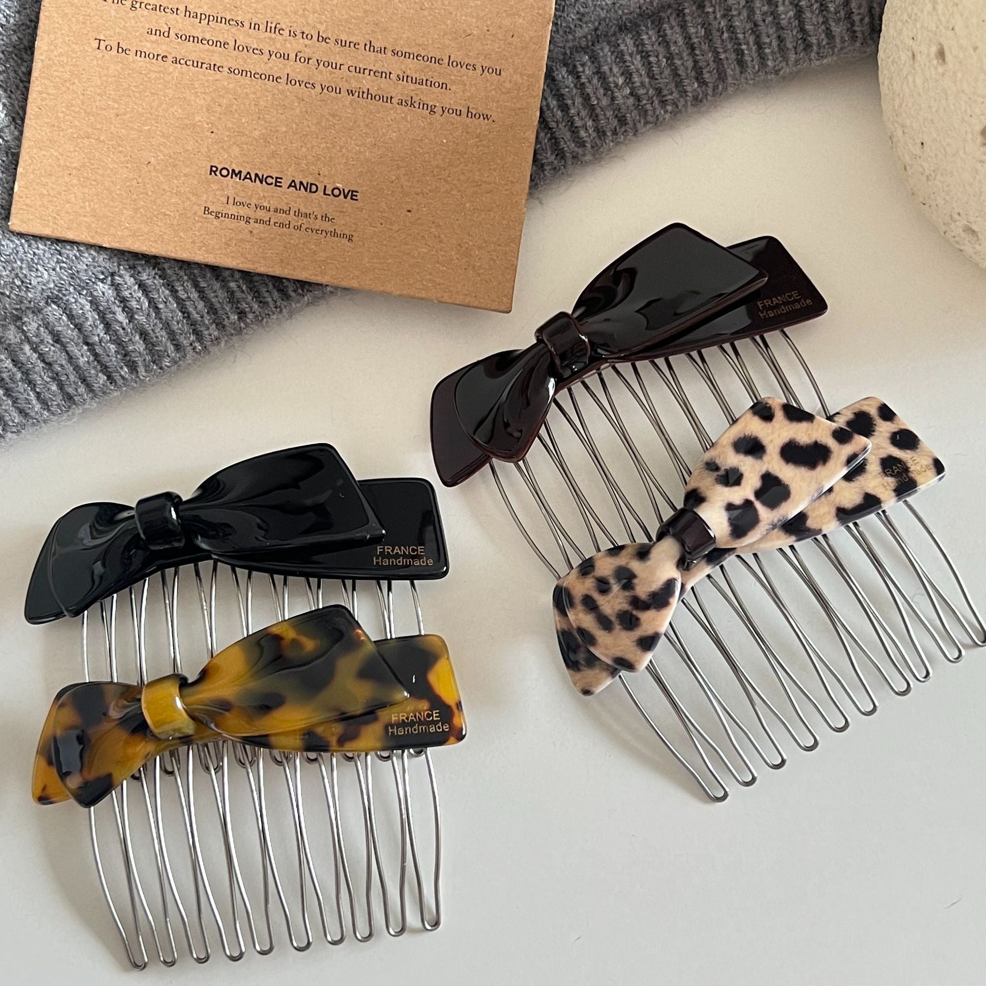 Acetate Bow Leopard Print Hair Comb Clip MK2MBEP6W6HPN09