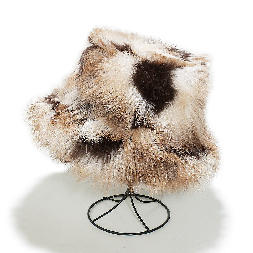 Winter Color Contrast Faux Fur Bucket Hat 6W6HAT811