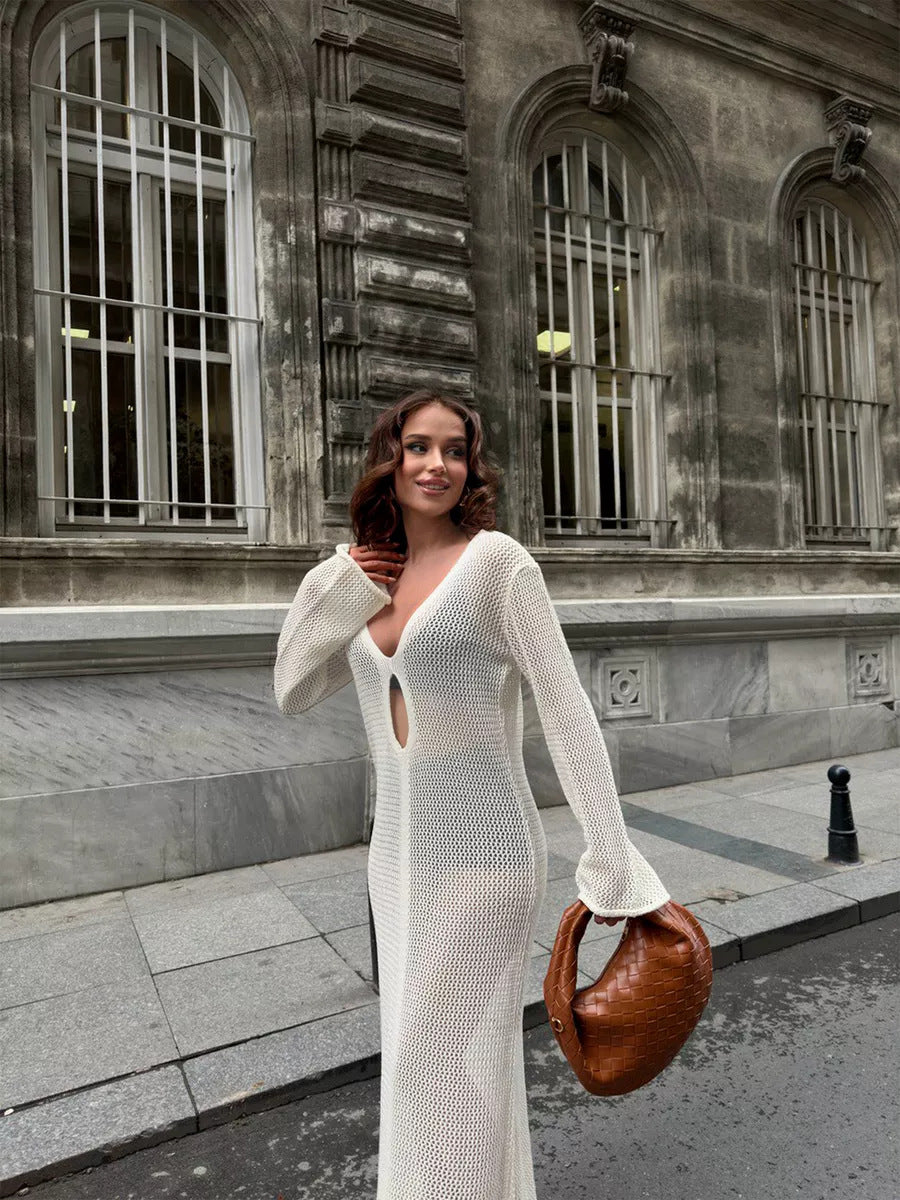 Sexy V-Neck Knit Cover Up - DippedShop Wholesale - #9587