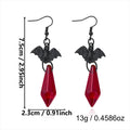 Halloween Red Crystal Bat Dangle Earrings 6W6JER549