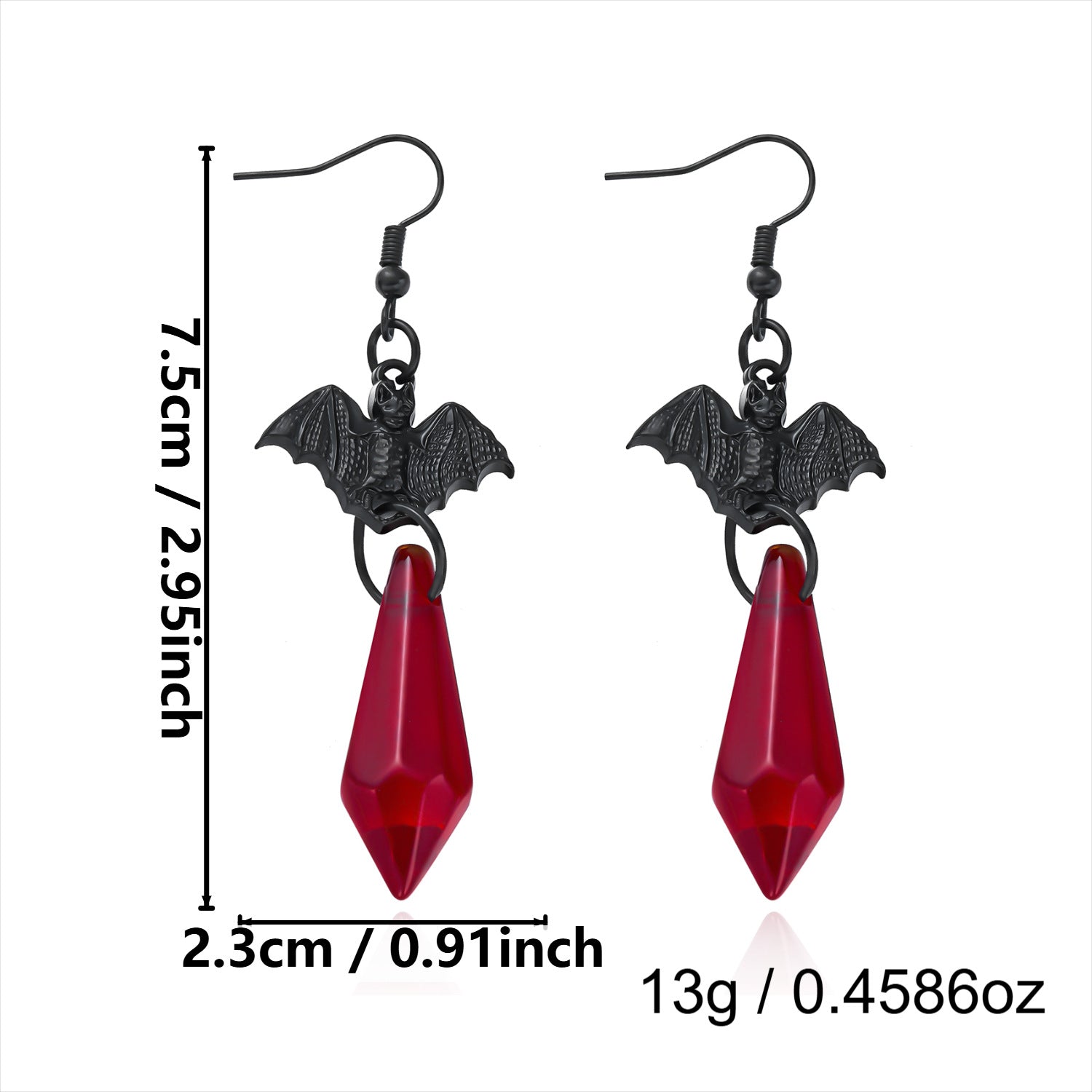 Halloween Red Crystal Bat Dangle Earrings 6W6JER549