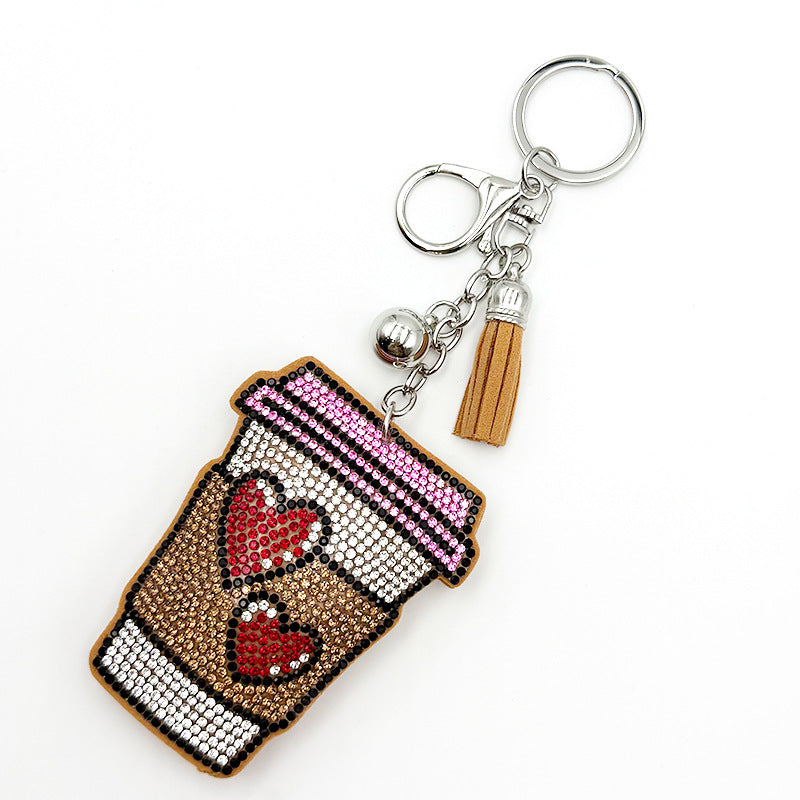 Stylish Rhinestones Heart Coffee Cup Bag Charm 6W10BBC637