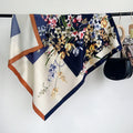 Vintage Floral Print Twill Silk Square Scarf MK2BW6W6NSI03