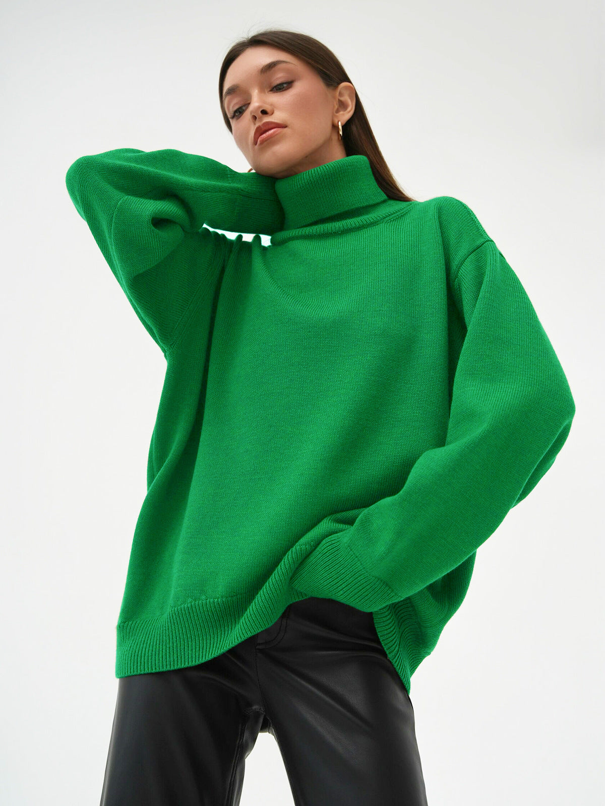 High Collar Loose Sweater - DippedShop Wholesale - #8435