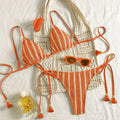 Striped Triangle Bikini Set - DippedShop Wholesale - #5283