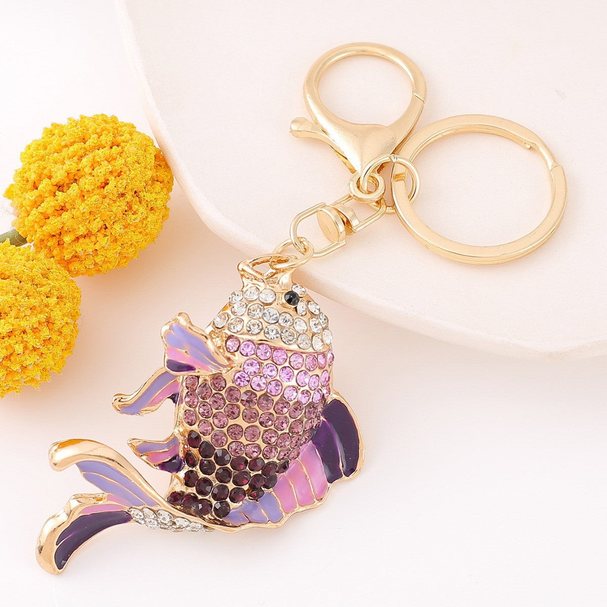 Funny Rhinestones Dolphin Pendant Keychain Bag Charm 6W10BBC632