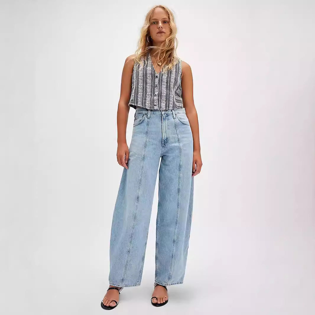 High Waist Denim Pant Washed Loose Jeans DPP3016