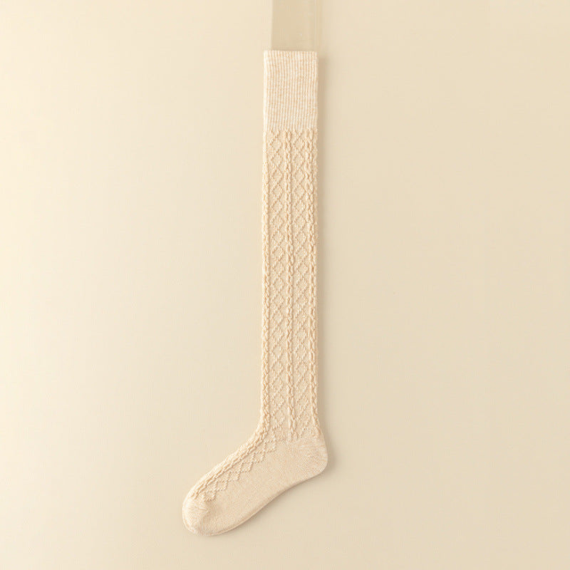 Cable Solid Color Knit Over Knee High Socks 6W8FSO892