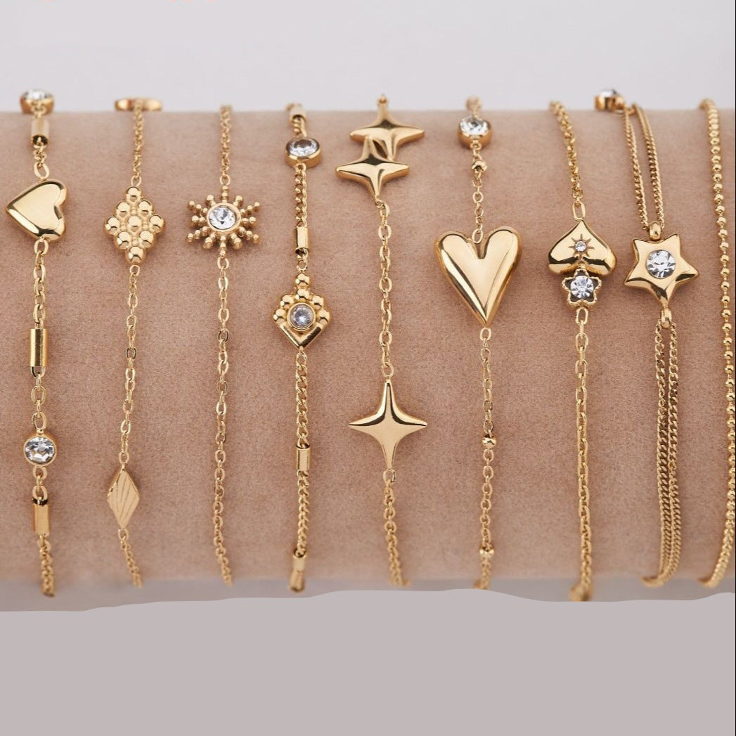 Zirconia Chain Bracelet - DippedShop Wholesale - #7395