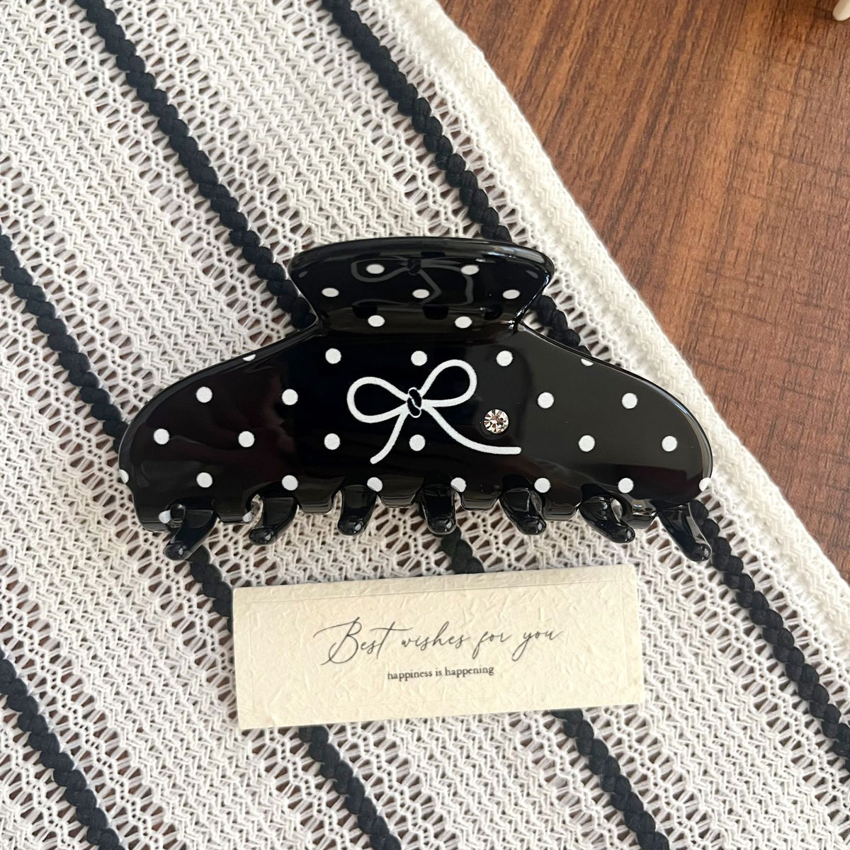 Cute Polka Dots Rhinestone Hair Claw 6W6HCP1663