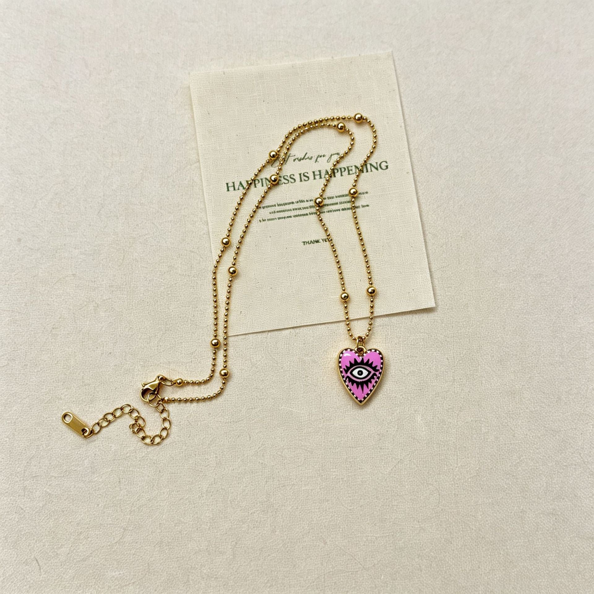 Vintage Evil Eye Heart Pendant Choker Necklace 6W6JNC651