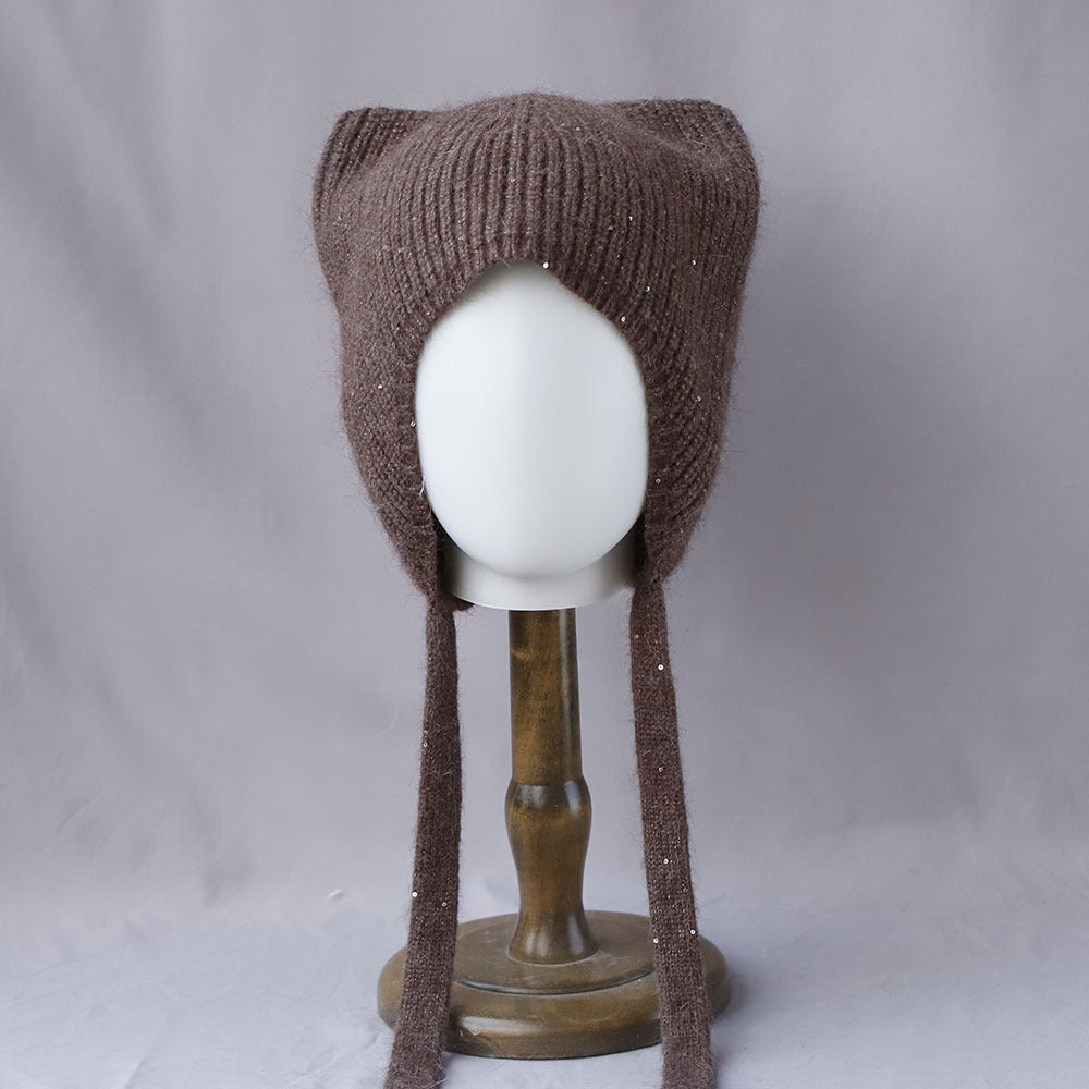 Cute Cat Ear Angora Knit Bonnet 6W6HAT690