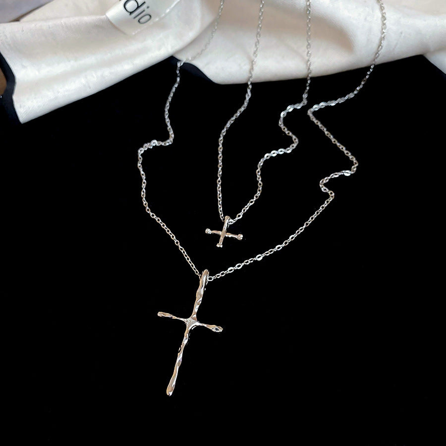 Elegant Gold Plated Rhinestones Cross Pendant Necklace 6W6JNC974