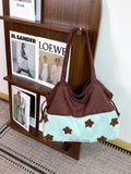 Star Embroidery Patchwork Tote Bag - DippedShop Wholesale - #9923