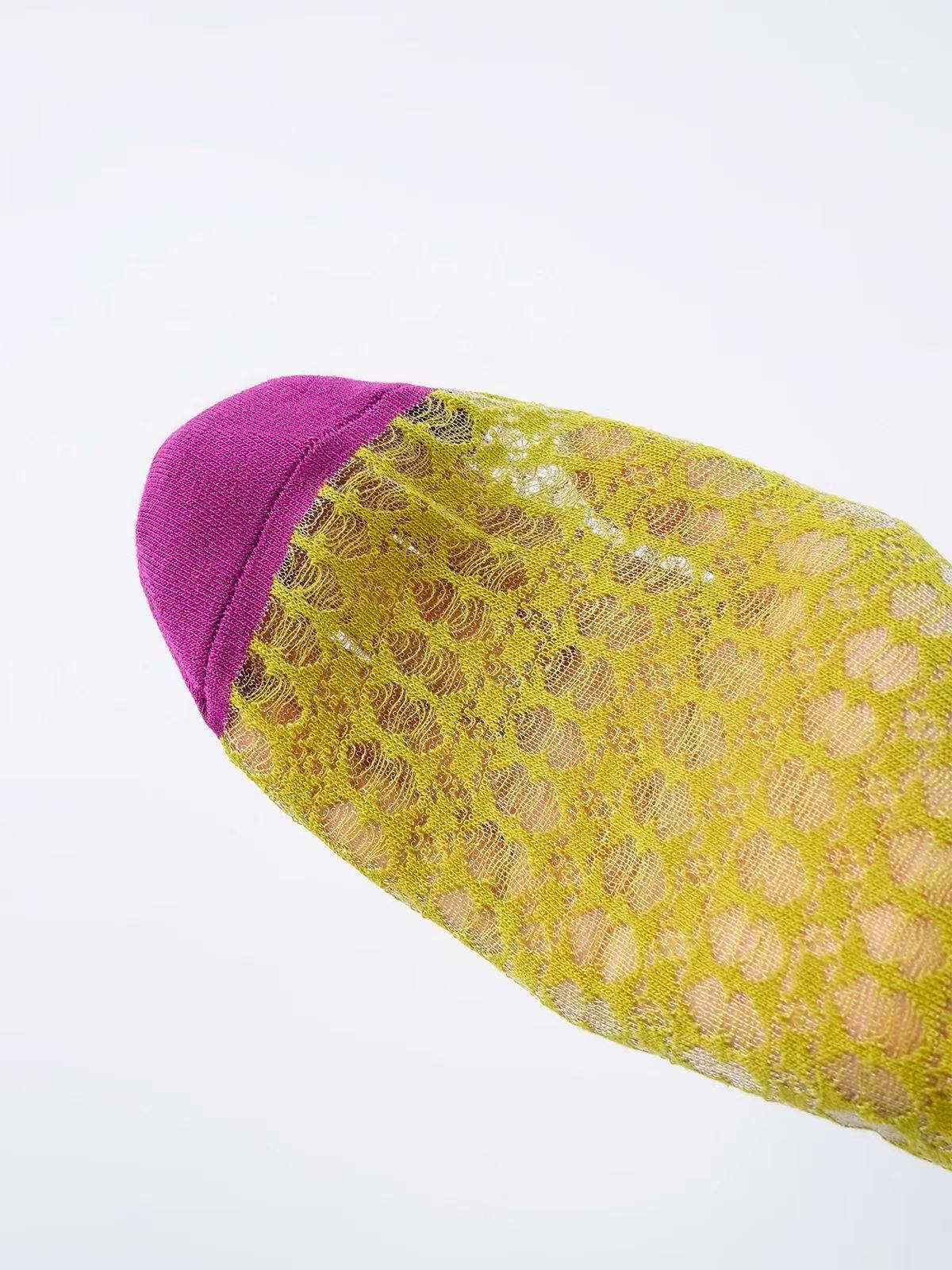 Color Contrast Mesh Socks - DippedShop Wholesale - #2067