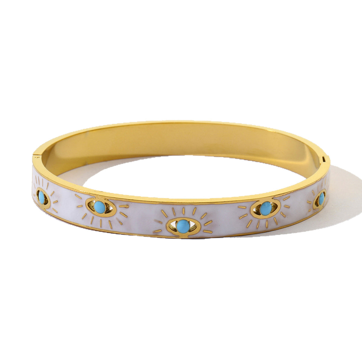 Minimalist Gold Plated Enamel Evil Eye Bangle Bracelet 6W6JBR613