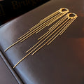 Minimalist Gold Plated Long Tassel Hoop Earrings 6W6JER731
