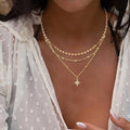 3 Pcs Simple Starburst Layered Chain Necklace 6W6JNC402L