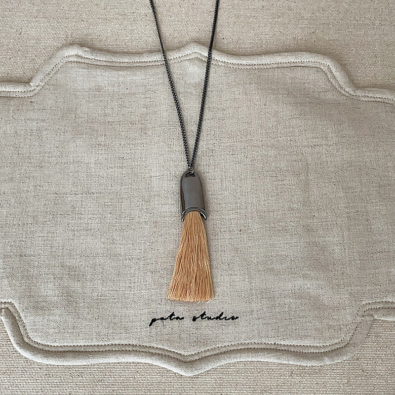 Minimalist Silver Plated Tassel Pendant Necklace 6W6JNC678