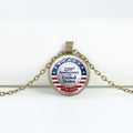 Retro USA Flag Pattern Round Pendant Chain Necklace 8ZA6JNC278T