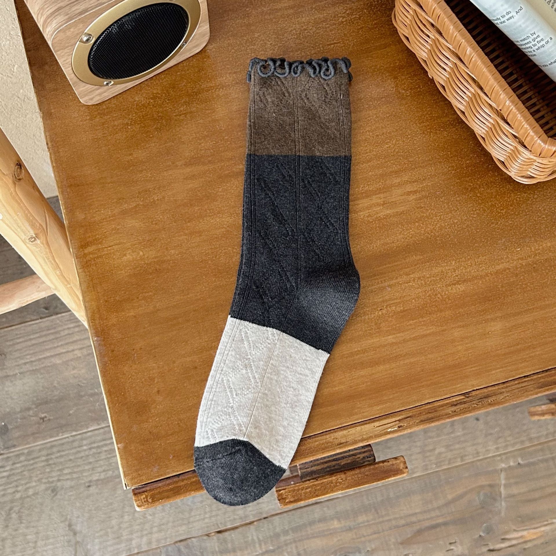 Ruffle Trim Thick Slouchy Crew Socks 6W8FSO674