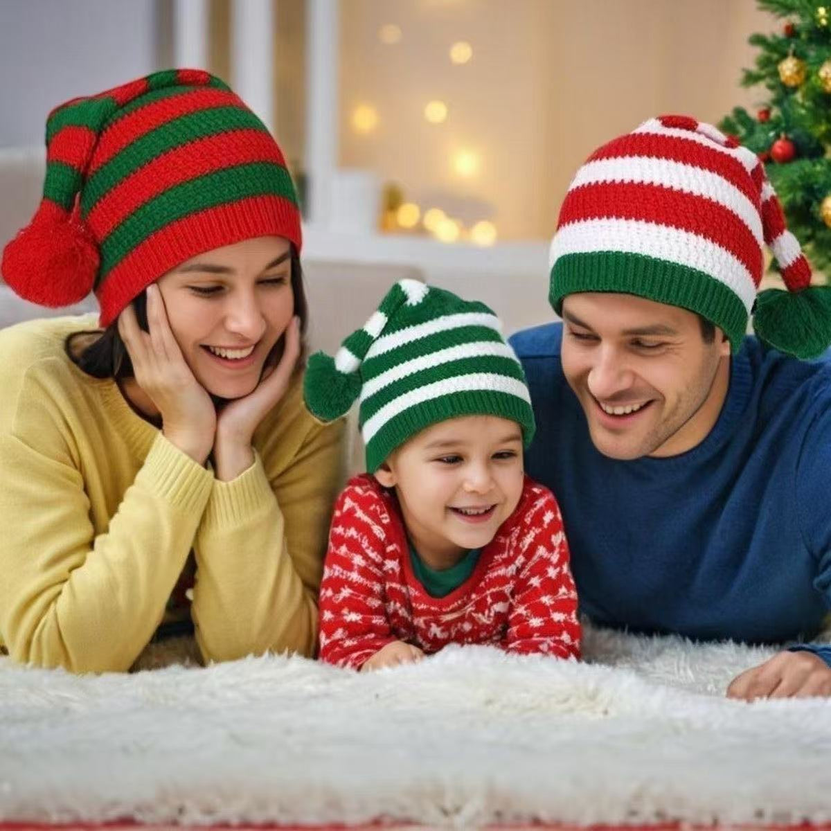 Striped Knit Christmas Beanie - DippedShop Wholesale - #3235