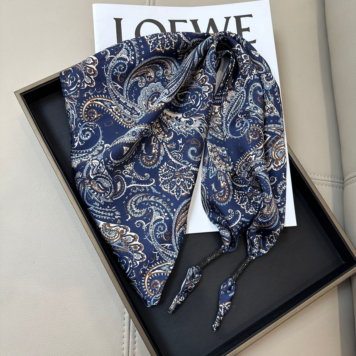 Cashew Print Silk Scarf - DippedShop Wholesale - #6451