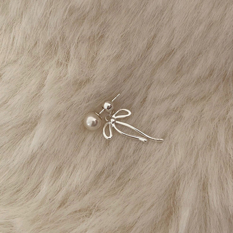 Pearl Bow Tassel Stud Earrings - DippedShop Wholesale - #4835