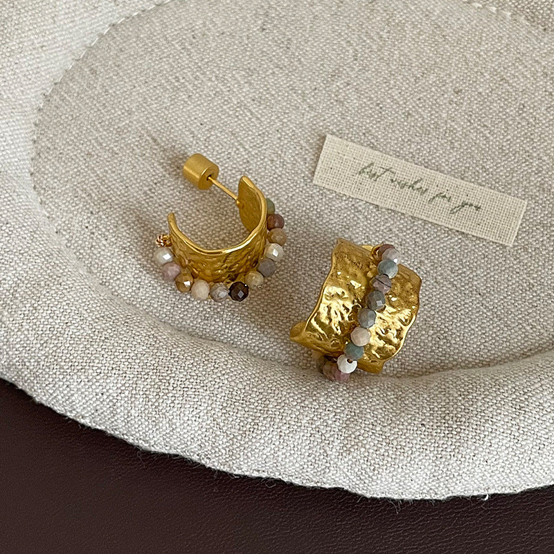 Gold Plated Pearl Wide Earrings - DippedShop Wholesale - #1267