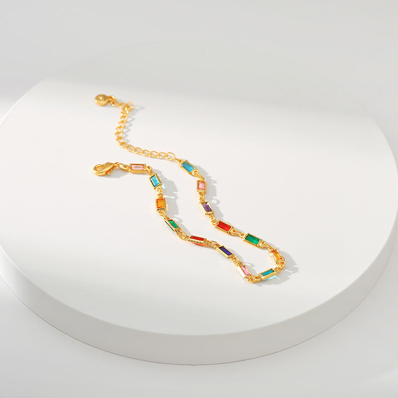 Elegant Gold Multi-Color Chain Bracelet - DippedShop Wholesale - #3635