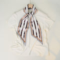 Minimalist Color Block Striped Print Silk Scarf 6W6NSI178