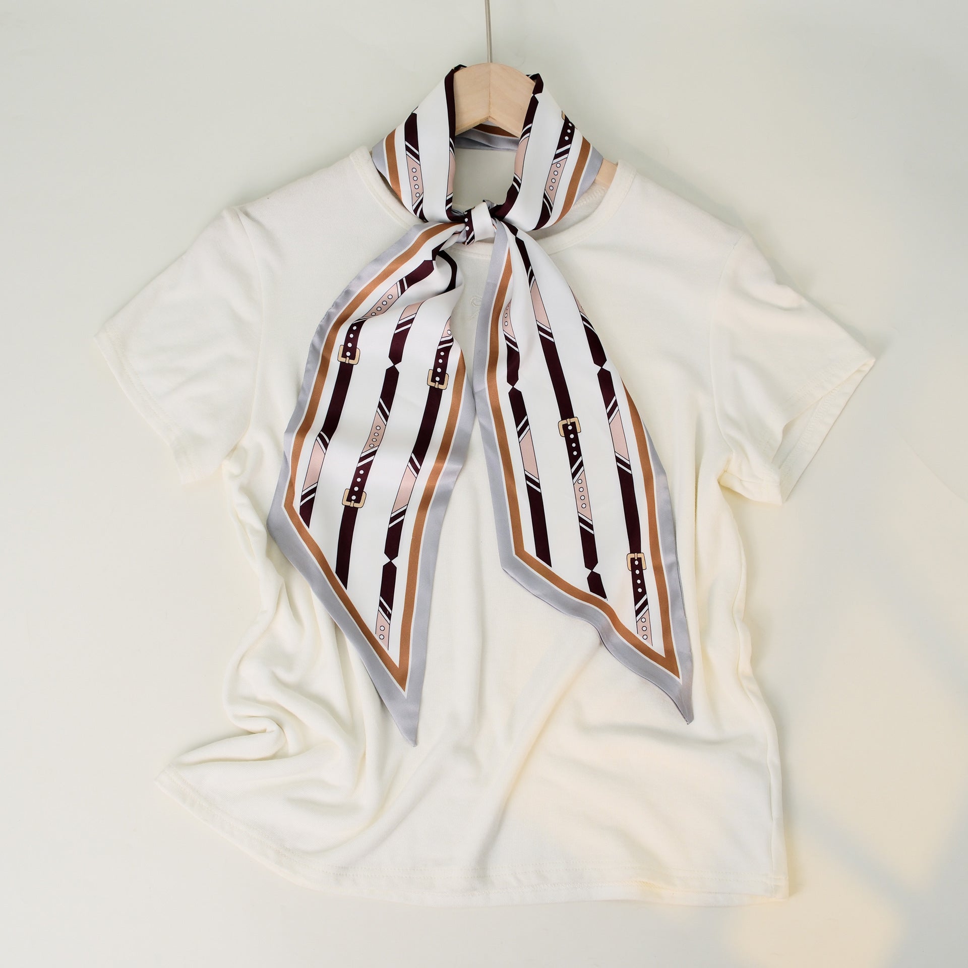 Minimalist Color Block Striped Print Silk Scarf 6W6NSI178