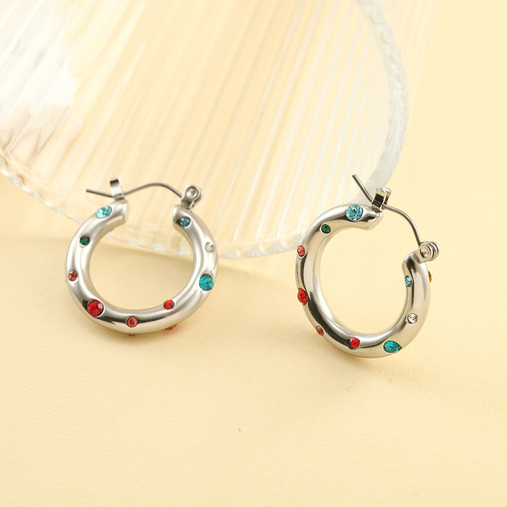Rhinestone Pearl Hoop Earrings - DippedShop Wholesale - #8755