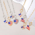 Vintage Gold Plated American Flag Pendants Chain Bracelet 8ZA6JBR130T