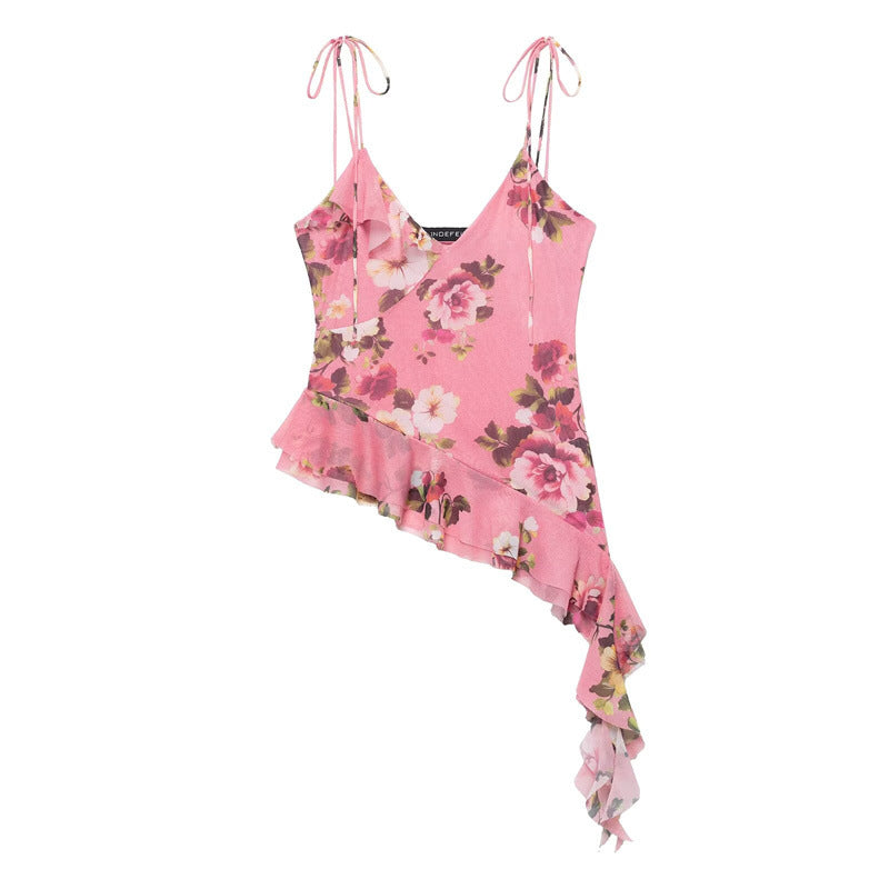 Asymmetrical Spaghetti Strap Top and Skirt Set DP25C945