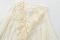 V-Neck Ruffled Chiffon Blouse - DippedShop Wholesale - #9523