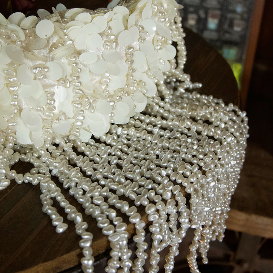 Minimalist Shell Beaded Tassel Evening Handbag 8BW6BBG418