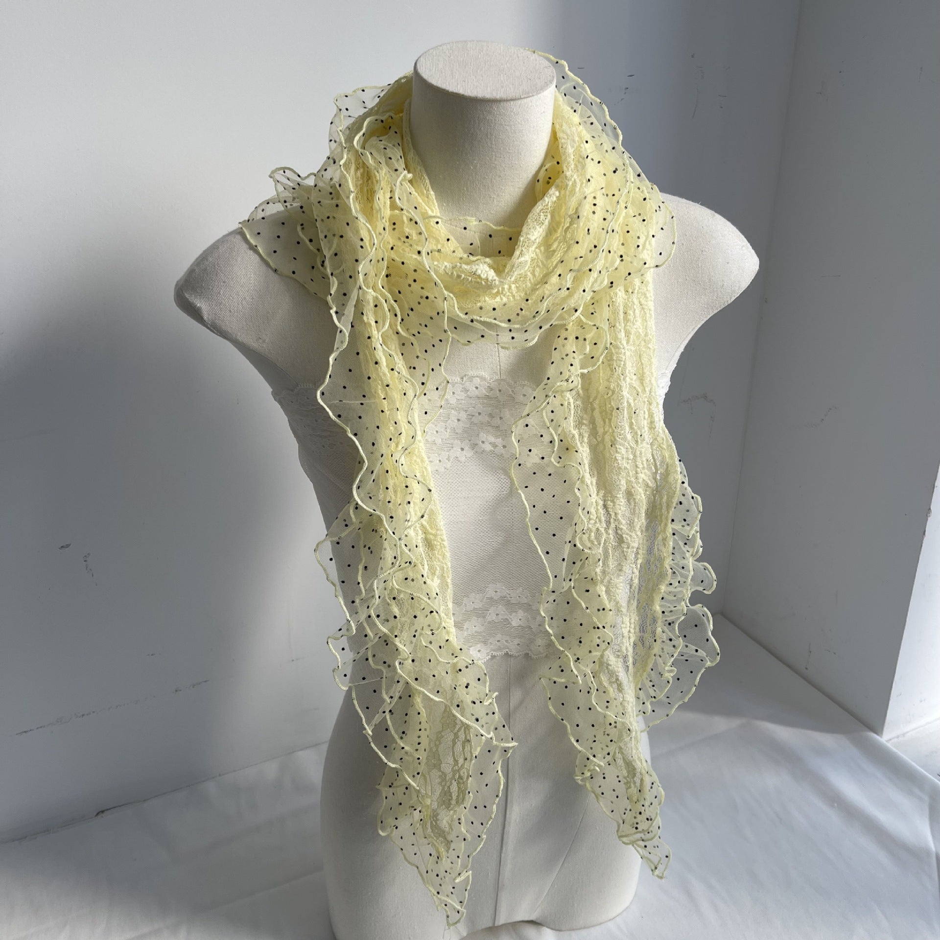 Elegant Mesh Polka Dots Lace Silk Scarf MK2BLW6W6NSI82